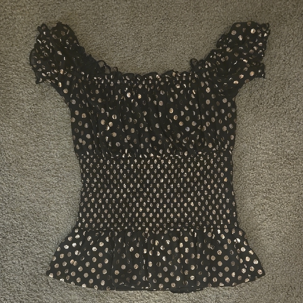 Elegant Black and Gold Polka Dot Women's Top